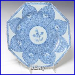 Old Chinese Blue & White Lotus Plate, Qing Dynasty (18th C.)