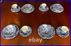 Old Foley James Kent Blue & White Cottage Scene Dinner Set for Four 20 Piece