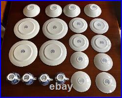 Old Foley James Kent Blue & White Cottage Scene Dinner Set for Four 20 Piece
