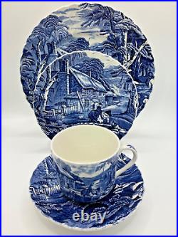 Old Foley James Kent Blue & White Cottage Scene Dinner Set for Four 20 Piece