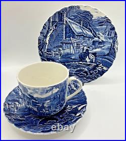 Old Foley James Kent Blue & White Cottage Scene Dinner Set for Four 20 Piece