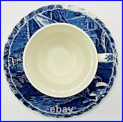 Old Foley James Kent Blue & White Cottage Scene Dinner Set for Four 20 Piece