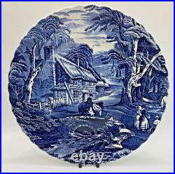 Old Foley James Kent Blue & White Cottage Scene Dinner Set for Four 20 Piece