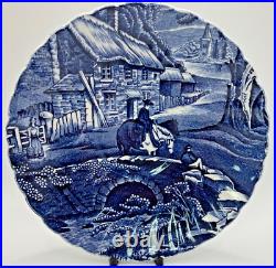 Old Foley James Kent Blue & White Cottage Scene Dinner Set for Four 20 Piece