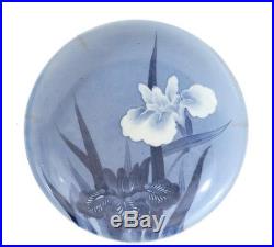 Old Japanese Blue & White Hirado Porcelain Plate Iris Flower
