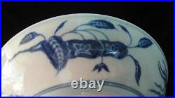 Old Rare Hand Painting Blue and White Porcelain Dish Plate XuanDe Mark