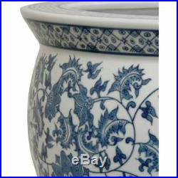 Oriental Furniture 18 Porcelain Fishbowl Blue & White Floral