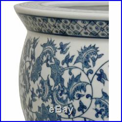 Oriental Furniture 20 Porcelain Fishbowl Blue & White Floral