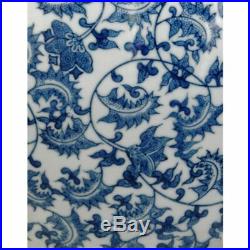 Oriental Furniture 20 Porcelain Fishbowl Blue & White Floral