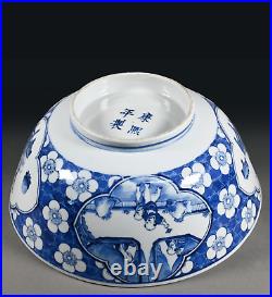 Outstanding Large blue and white bowl Kangxi reign mark 26cm 10 Diameter
