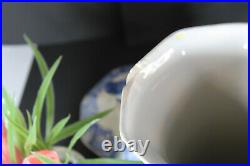 PAIR BOCH blue white delft pottery decor Bird Vases foo dogs marked