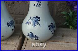 PAIR delft pottery ceramic blue white Sailing dutch landscape Vases