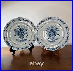 PAIR mid-18th Century Blue & White Delft Plates c. 1760 22.5cm