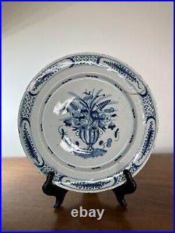 PAIR mid-18th Century Blue & White Delft Plates c. 1760 22.5cm