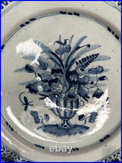 PAIR mid-18th Century Blue & White Delft Plates c. 1760 22.5cm