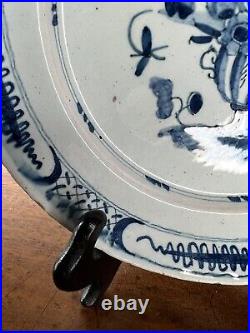 PAIR mid-18th Century Blue & White Delft Plates c. 1760 22.5cm