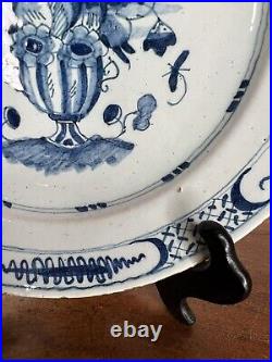 PAIR mid-18th Century Blue & White Delft Plates c. 1760 22.5cm