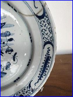 PAIR mid-18th Century Blue & White Delft Plates c. 1760 22.5cm