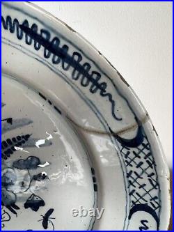 PAIR mid-18th Century Blue & White Delft Plates c. 1760 22.5cm