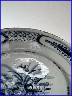PAIR mid-18th Century Blue & White Delft Plates c. 1760 22.5cm