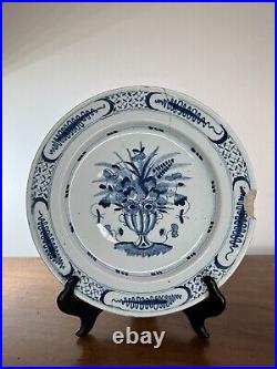 PAIR mid-18th Century Blue & White Delft Plates c. 1760 22.5cm