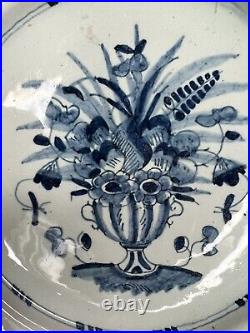 PAIR mid-18th Century Blue & White Delft Plates c. 1760 22.5cm