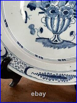PAIR mid-18th Century Blue & White Delft Plates c. 1760 22.5cm