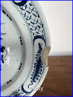PAIR mid-18th Century Blue & White Delft Plates c. 1760 22.5cm