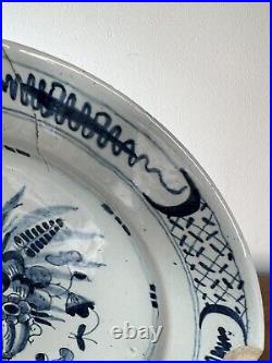 PAIR mid-18th Century Blue & White Delft Plates c. 1760 22.5cm