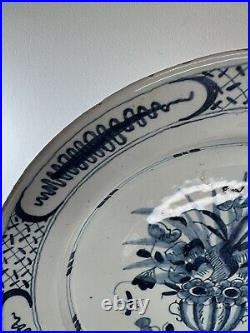 PAIR mid-18th Century Blue & White Delft Plates c. 1760 22.5cm