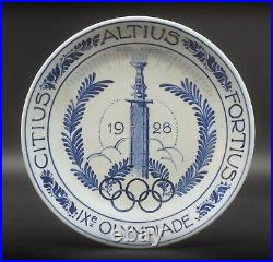 PERFECT Porceleyne Fles blue & white Delft plate 1928 Olympics Amsterdam