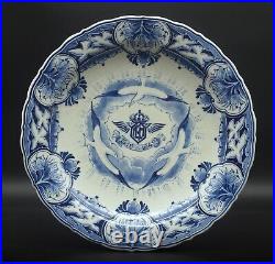 PERFECT Porceleyne Fles blue & white Delft plate 30st Anniversary KLM Airlines
