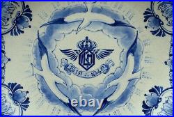 PERFECT Porceleyne Fles blue & white Delft plate 30st Anniversary KLM Airlines