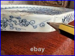 Pair 18th Century Antique Chinese Blue and White Porcelain Warm Plates Qianlong