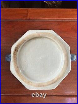 Pair 18th Century Antique Chinese Blue and White Porcelain Warm Plates Qianlong