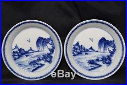 Pair Antique Chinese Blue And White Porcelain Landscape Plate KangXi FA300