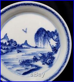 Pair Antique Chinese Blue And White Porcelain Landscape Plate KangXi FA300