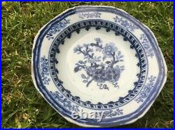 Pair Antique Chinese blue & white plates dishes Qianlong circa 1750