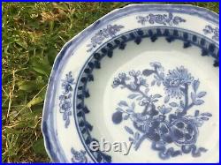 Pair Antique Chinese blue & white plates dishes Qianlong circa 1750