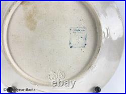 Pair Antique Dedham Pottery Blue and White Horse Chestnut Dessert Plates (7.5)