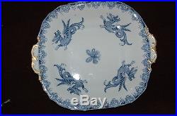 Pair Antique English circa 1865 Davenport blue white dragon china 2 plates
