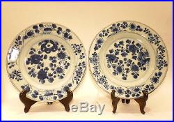 Pair Chinese 17TH C Porcelain Blue White Plates Kangxi