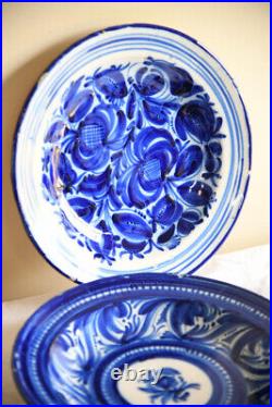 Pair Continental Blue & White Plates