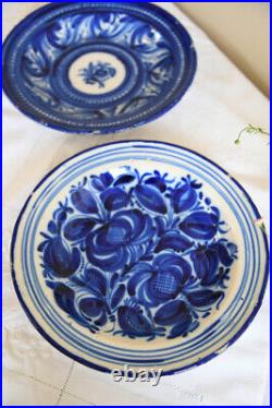 Pair Continental Blue & White Plates