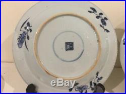 Pair Vintage Antique Chinese Children and Spend Arita Blue & White Plates
