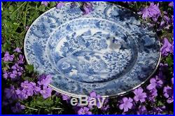 Pair of Antique Blue and White porcelain plates, flowers and birds