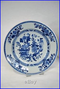 Pair of Antique Chinese Blue & White Porcelain Plates Qing Dynasty