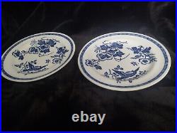 Pair of Antique Hill Pottery B & L Tambour Blue & White Plates Dishes 1825