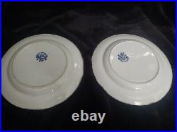 Pair of Antique Hill Pottery B & L Tambour Blue & White Plates Dishes 1825
