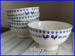 Paris Je T'aime Cereal Soup Bowl Made in Turkey Farmhouse Rooster Chicken Blue